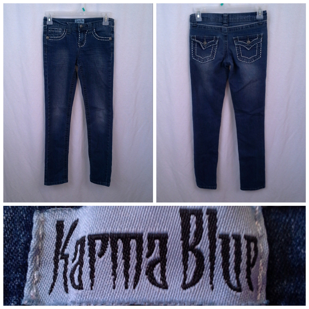Karma Blue jeans 10 Skinny Stretch Big stitch